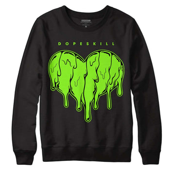 Neon Green Collection DopeSkill Sweatshirt Slime Drip Heart Graphic - Black