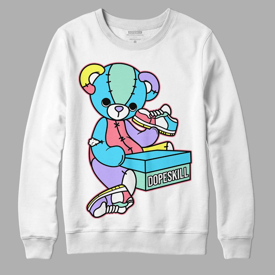 Candy Easter Dunk Low DopeSkill Sweatshirt Sneakerhead BEAR Graphic - White 