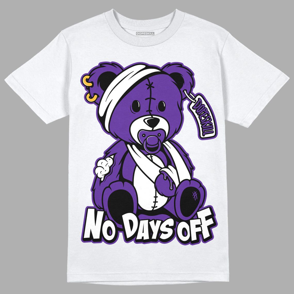 PURPLE Collection DopeSkill T-Shirt Hurt Bear Graphic - White 