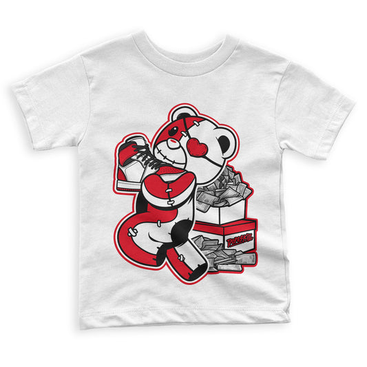 Heritage 1s DopeSkill Toddler Kids T-shirt Bear Steals Sneaker Graphic - White
