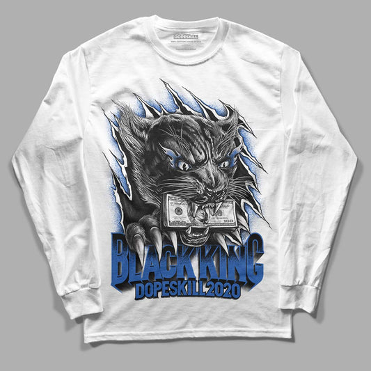 True Blue 1s DopeSkill Long Sleeve T-Shirt Black King Graphic - White 