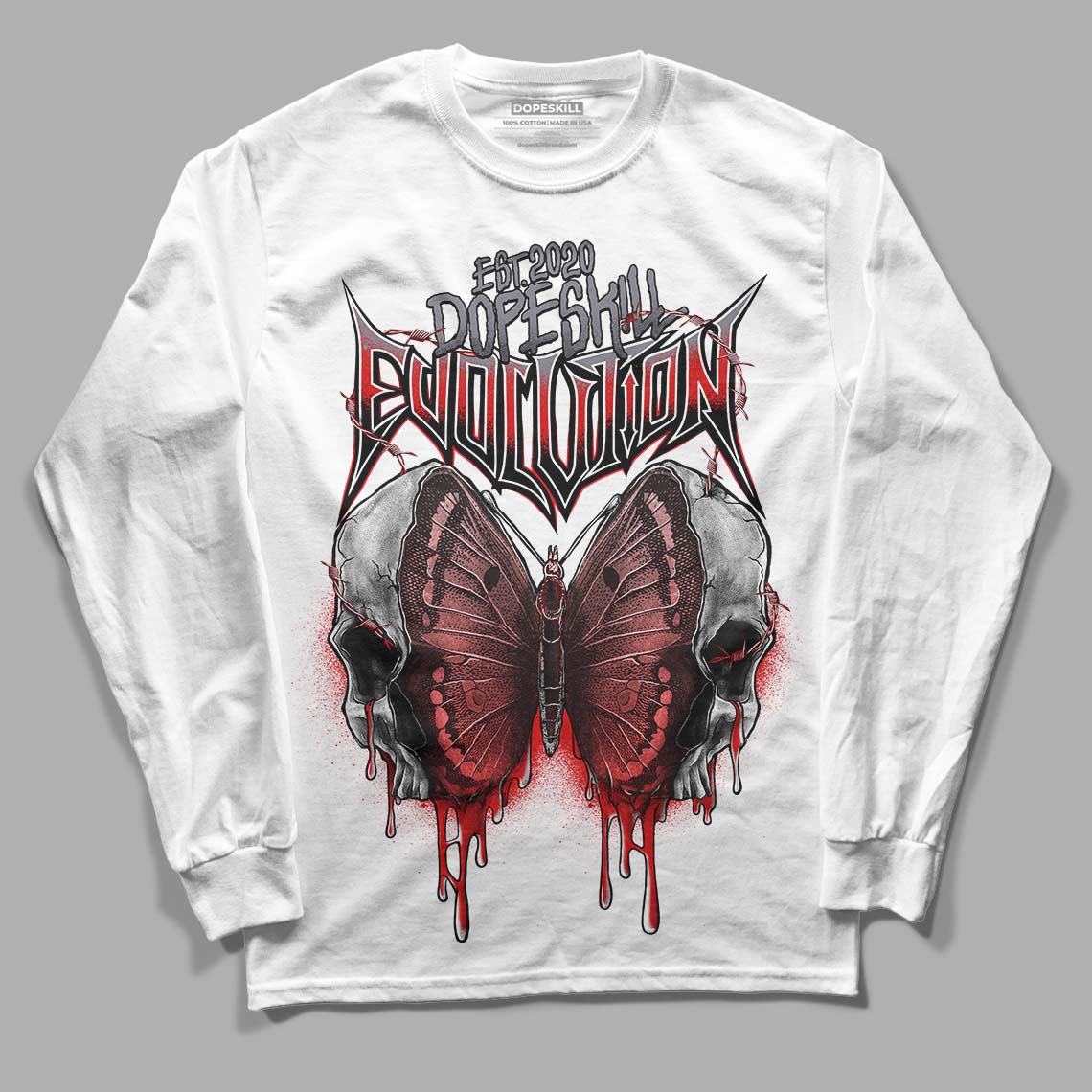 Gym Red 9s DopeSkill Long Sleeve T-Shirt DopeSkill Evolution Graphic - White 