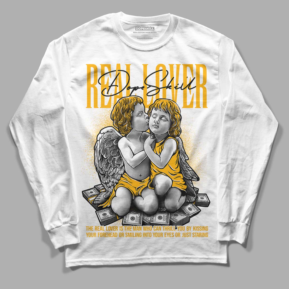 Goldenrod Dunk DopeSkill Long Sleeve T-Shirt Real Lover Graphic - White 