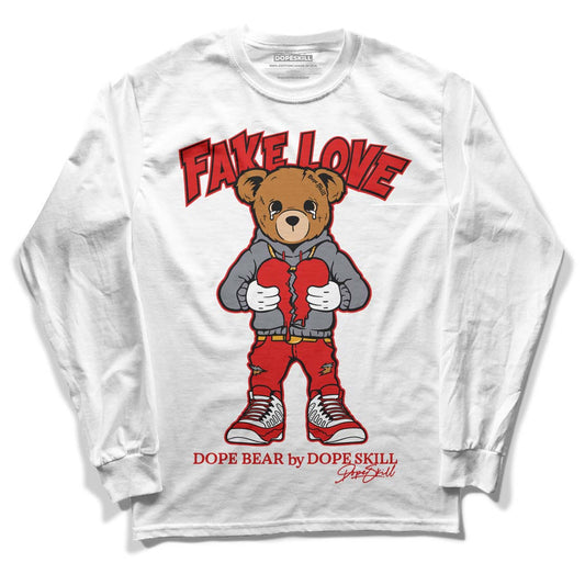 Gym Red 9s DopeSkill Long Sleeve T-Shirt Fake Love Graphic - White 