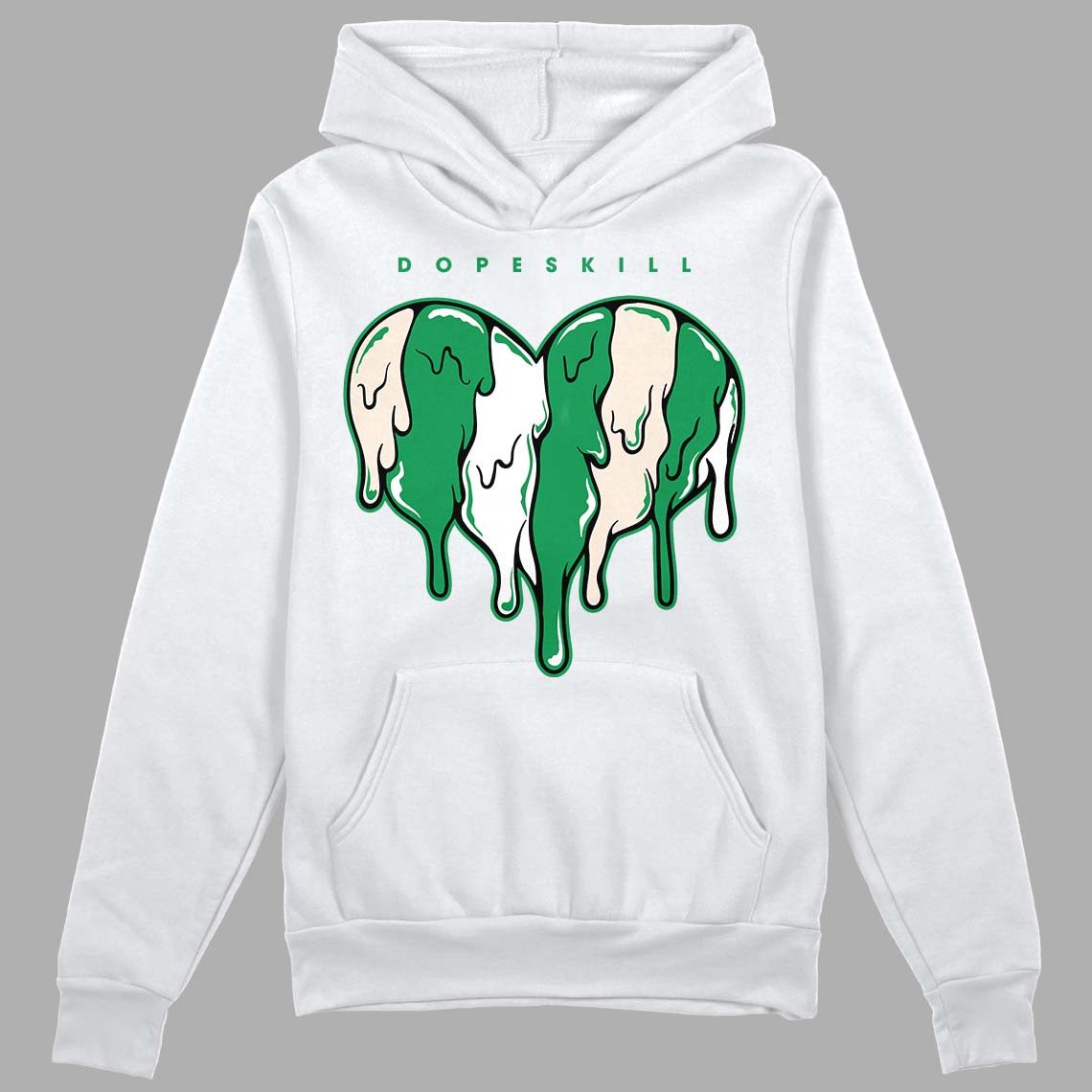 Jordan 2 Retro Lucky Green DopeSkill Hoodie Sweatshirt Slime Drip Heart Graphic Streetwear  - White