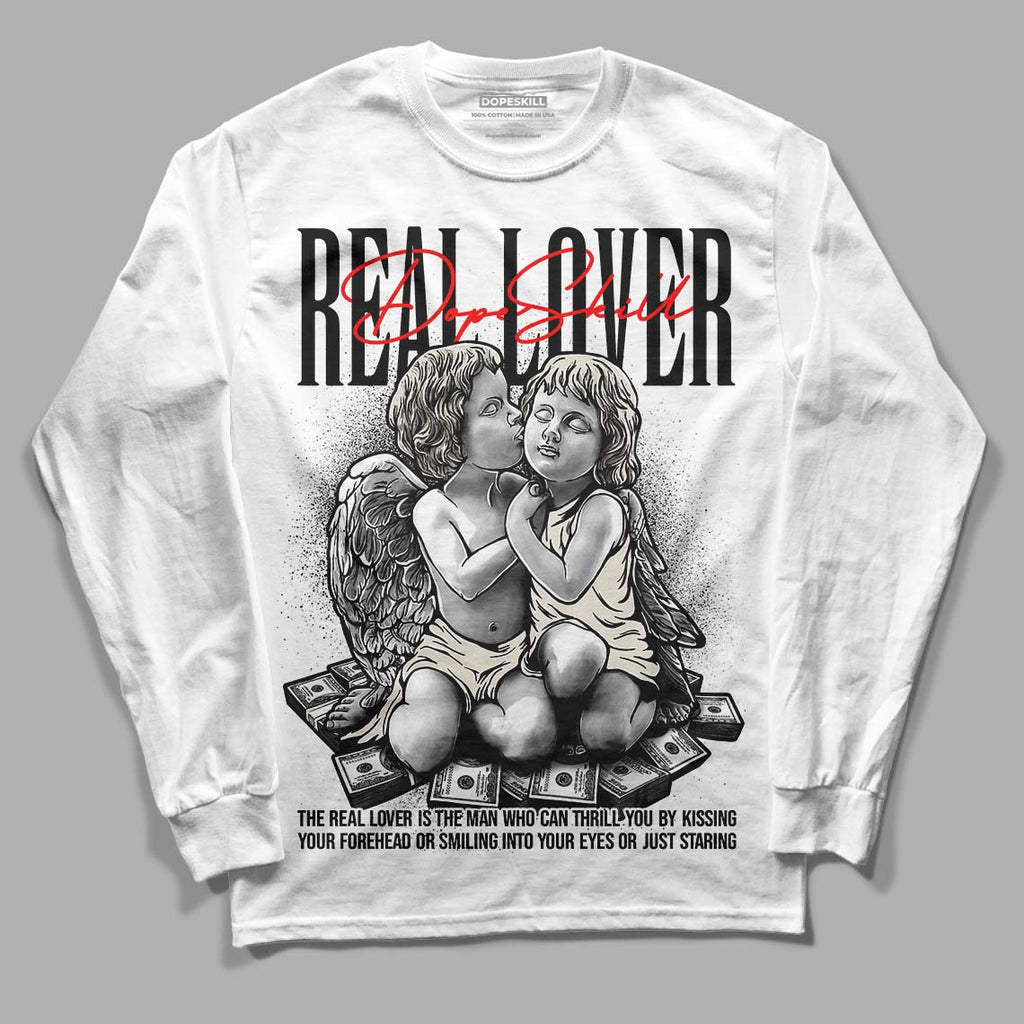 Light Orewood Brown 11s Low DopeSkill Long Sleeve T-Shirt Real Lover Graphic - White