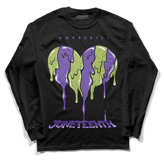 Canyon Purple 4s DopeSkill Long Sleeve T-Shirt Juneteenth Heart Graphic - Black 