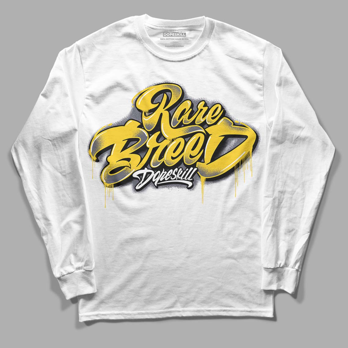 Lightning 4s DopeSkill Long Sleeve T-Shirt Rare Breed Type Graphic - White