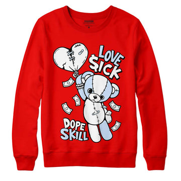 Cherry 11s DopeSkill Varsity Red Sweatshirt Love Sick Graphic - Red