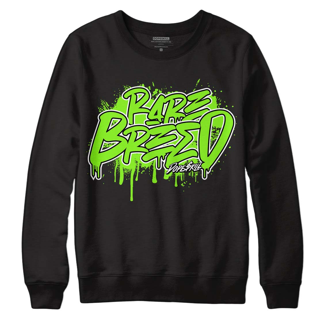 Neon Green Collection DopeSkill Sweatshirt Rare Breed Graphic - Black