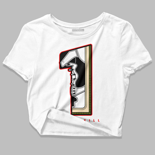 Travis Scott x Jordan 1 Low OG “Olive” DopeSkill Women's Crop Top No.1 Graphic Streetwear - White 