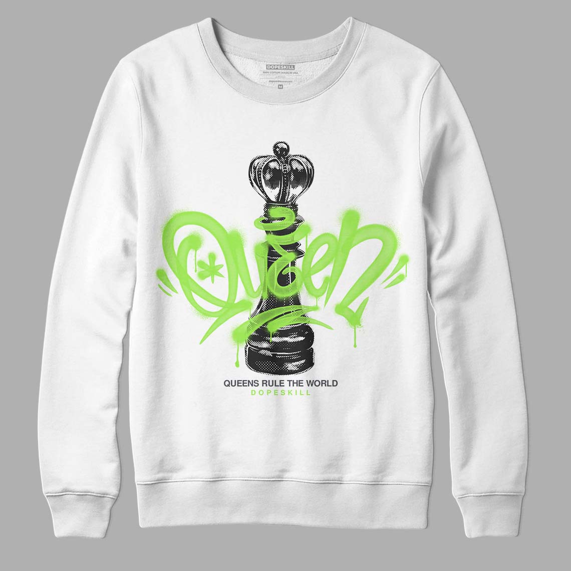 Jordan 5 Green Bean DopeSkill Sweatshirt Queen Chess Graphic Streetwear - White