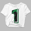 Jordan 1 Low Lucky Green DopeSkill Women's Crop Top No.1 Graphic Streetwear - White