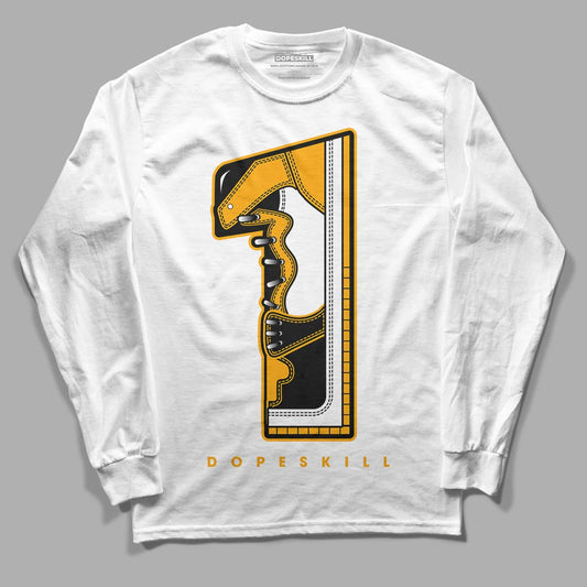 Taxi Yellow Toe 1s DopeSkill Long Sleeve T-Shirt No.1 Graphic - White 