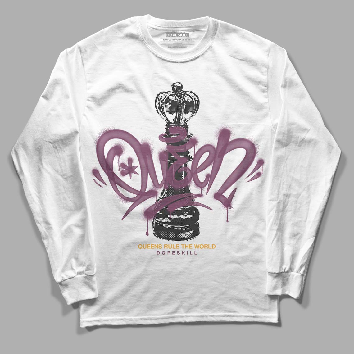 Jordan 1 Retro High OG Brotherhood DopeSkill Long Sleeve T-Shirt Queen Chess Graphic Streetwear - White