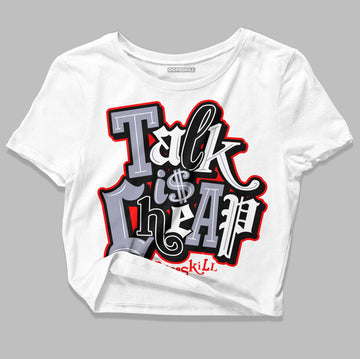 Jordan 13 Retro 'Black Flint' DopeSkill Women's Crop Top Talk Is Chip Graphic Streetwear - White