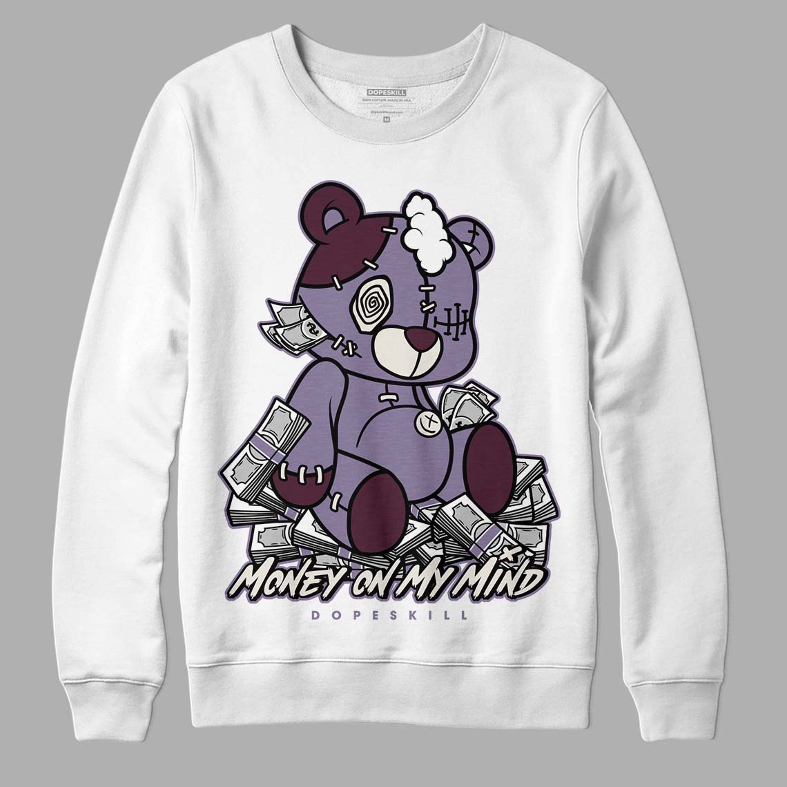 A Ma Maniére x Jordan 4 Retro ‘Violet Ore’ DopeSkill Sweatshirt MOMM Bear Graphic Streetwear - White 