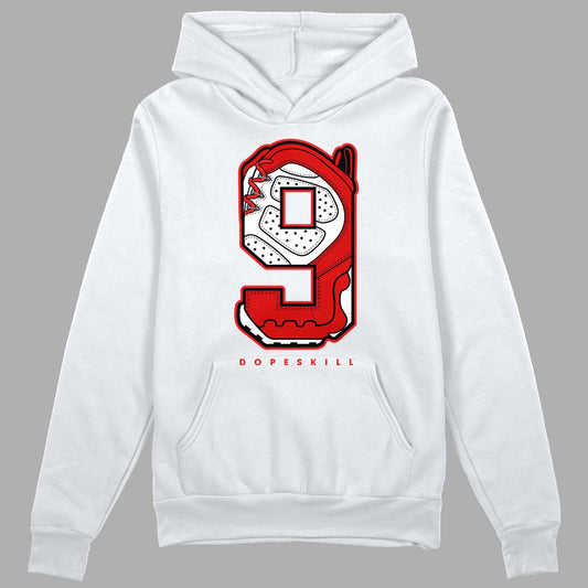 Gym Red 9s DopeSkill Hoodie Sweatshirt No.9 Graphic - White 