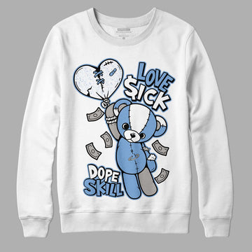 Jordan 5 Retro University Blue DopeSkill Sweatshirt Love Sick Graphic Streetwear - White