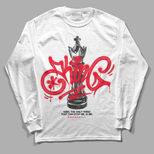 Jordan 4 Red Thunder DopeSkill Long Sleeve T-Shirt King Chess Graphic Streetwear - White