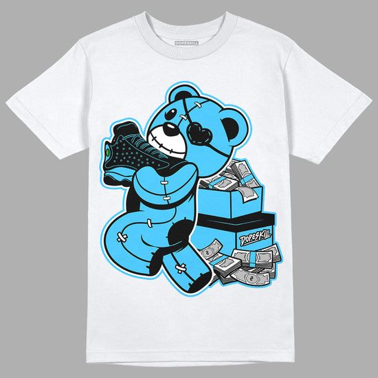 University Blue 13s DopeSkill T-Shirt Bear Steals Sneaker Graphic - White