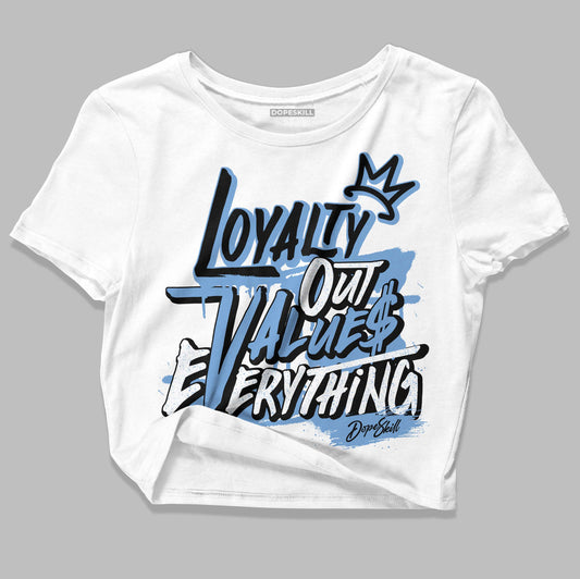 Jordan 5 Retro University Blue DopeSkill Women's Crop Top LOVE Graphic Streetwear - White 