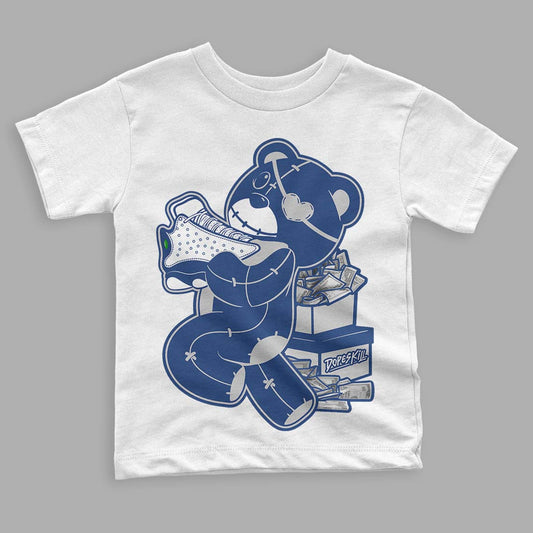 French Blue 13s DopeSkill Toddler Kids T-shirt Bear Steals Sneaker Graphic