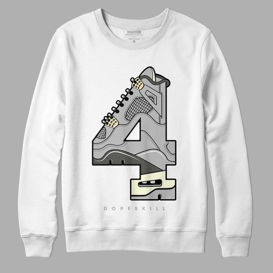 Jordan 4 Retro SE Craft Photon Dust DopeSkill Sweatshirt No.4 Graphic Streetwear  - White 