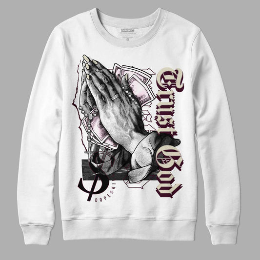 Dunk Low Night Maroon and Medium Soft Pink DopeSkill Sweatshirt Trust God Graphic Streetwear - White 