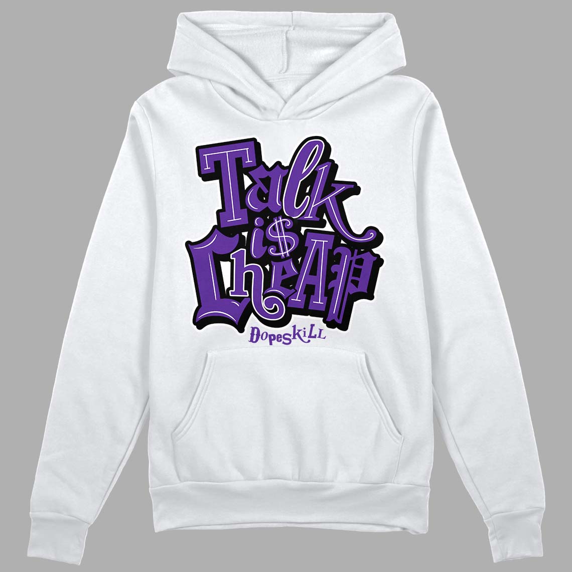 Court Purple 13s DopeSkill Hoodie Sweatshirt Talk Is Chip Graphic - White 