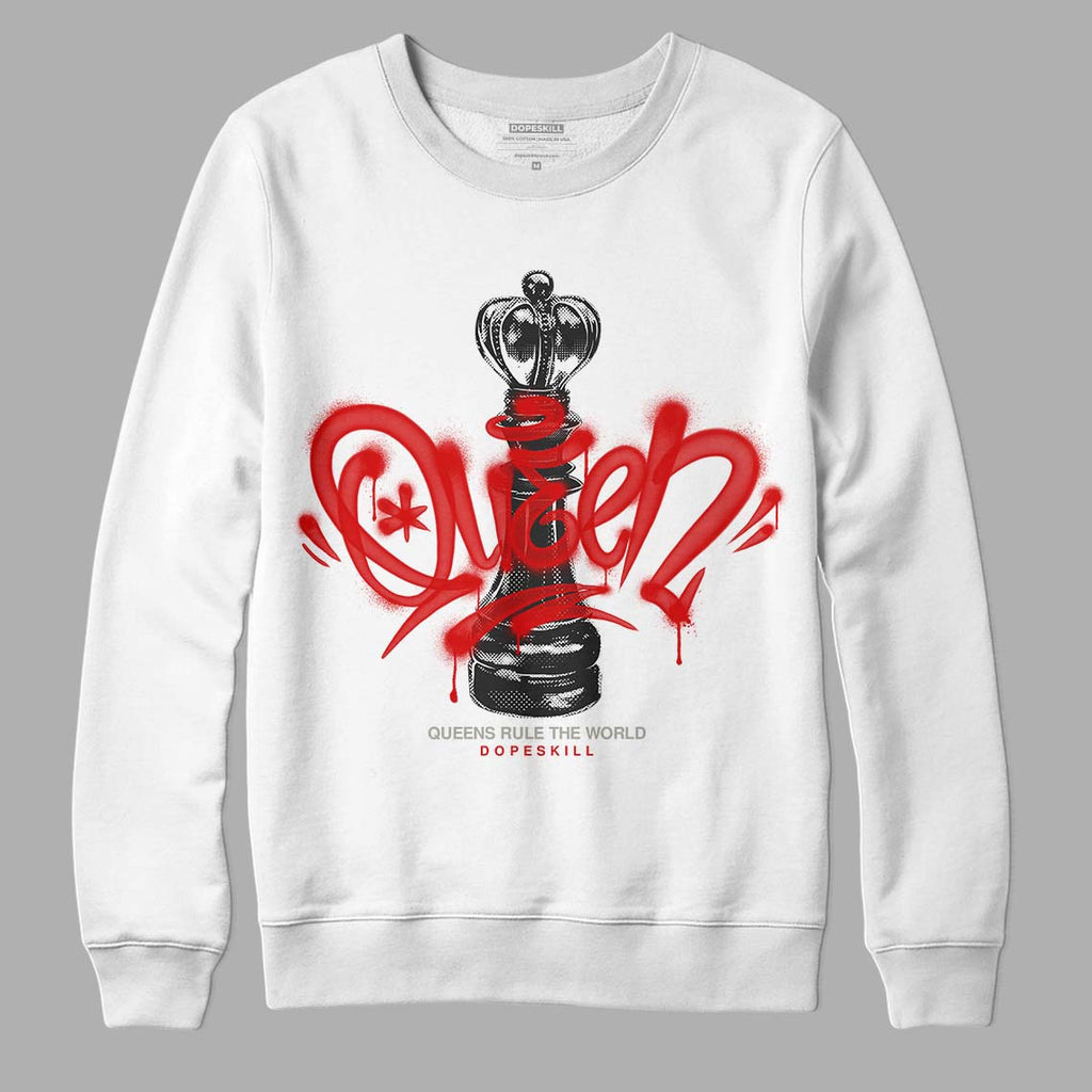 Jordan 3 Fire Red DopeSkill Sweatshirt Queen Chess Graphic Streetwear - White