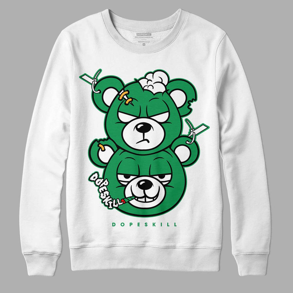 Jordan 6 Rings "Lucky Green" DopeSkill Sweatshirt New Double Bear Graphic Streetwear - White