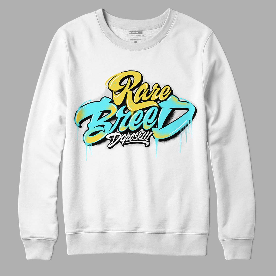 Aqua 5s DopeSkill Sweatshirt Rare Breed Type Graphic - White