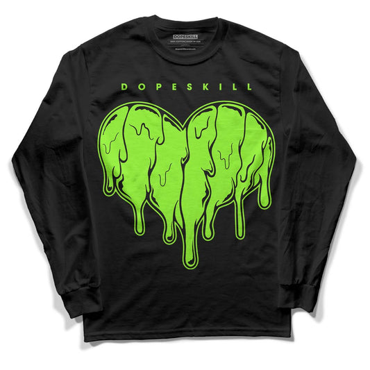 Neon Green Collection DopeSkill Long Sleeve T-Shirt Slime Drip Heart Graphic - Black