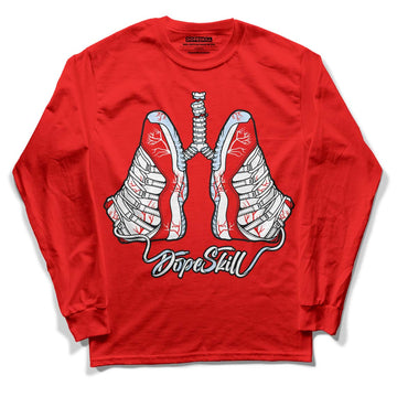 Cherry 11s DopeSkill Varsity Red Long Sleeve T-Shirt Breathe Graphic