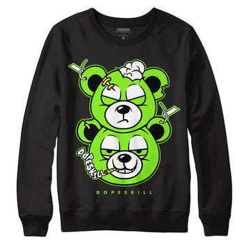 Neon Green Collection DopeSkill Sweatshirt New Double Bear Graphic - Black