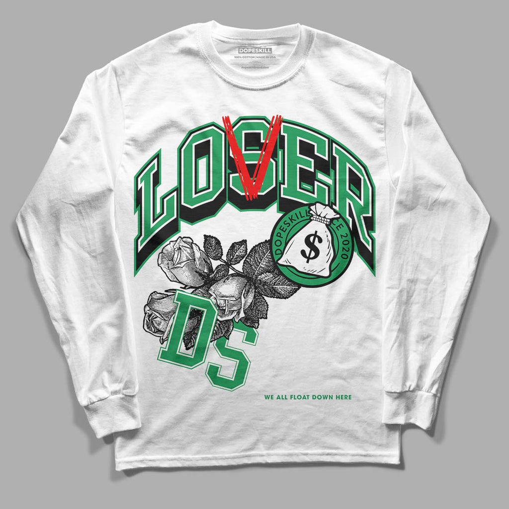 Jordan 6 Rings "Lucky Green" DopeSkill Long Sleeve T-Shirt Loser Lover Graphic Streetwear - White