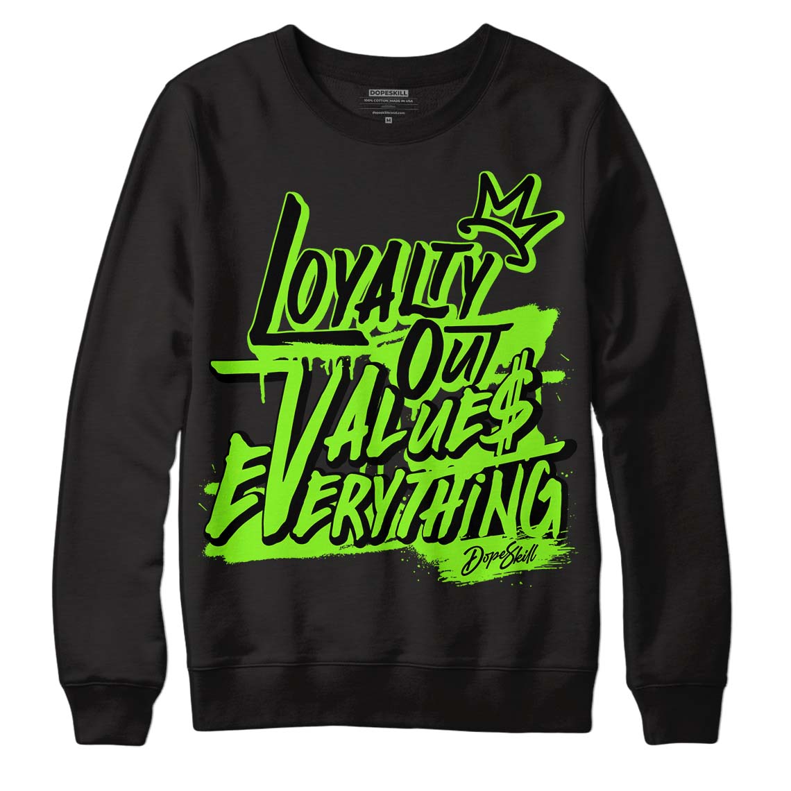 Neon Green Collection DopeSkill Sweatshirt LOVE Graphic - Black