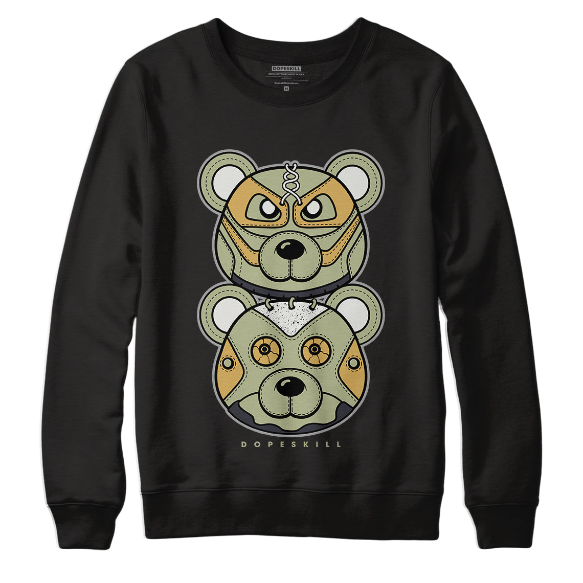 Jordan 5 Jade Horizon DopeSkill Sweatshirt Leather Bear Graphic - Black 