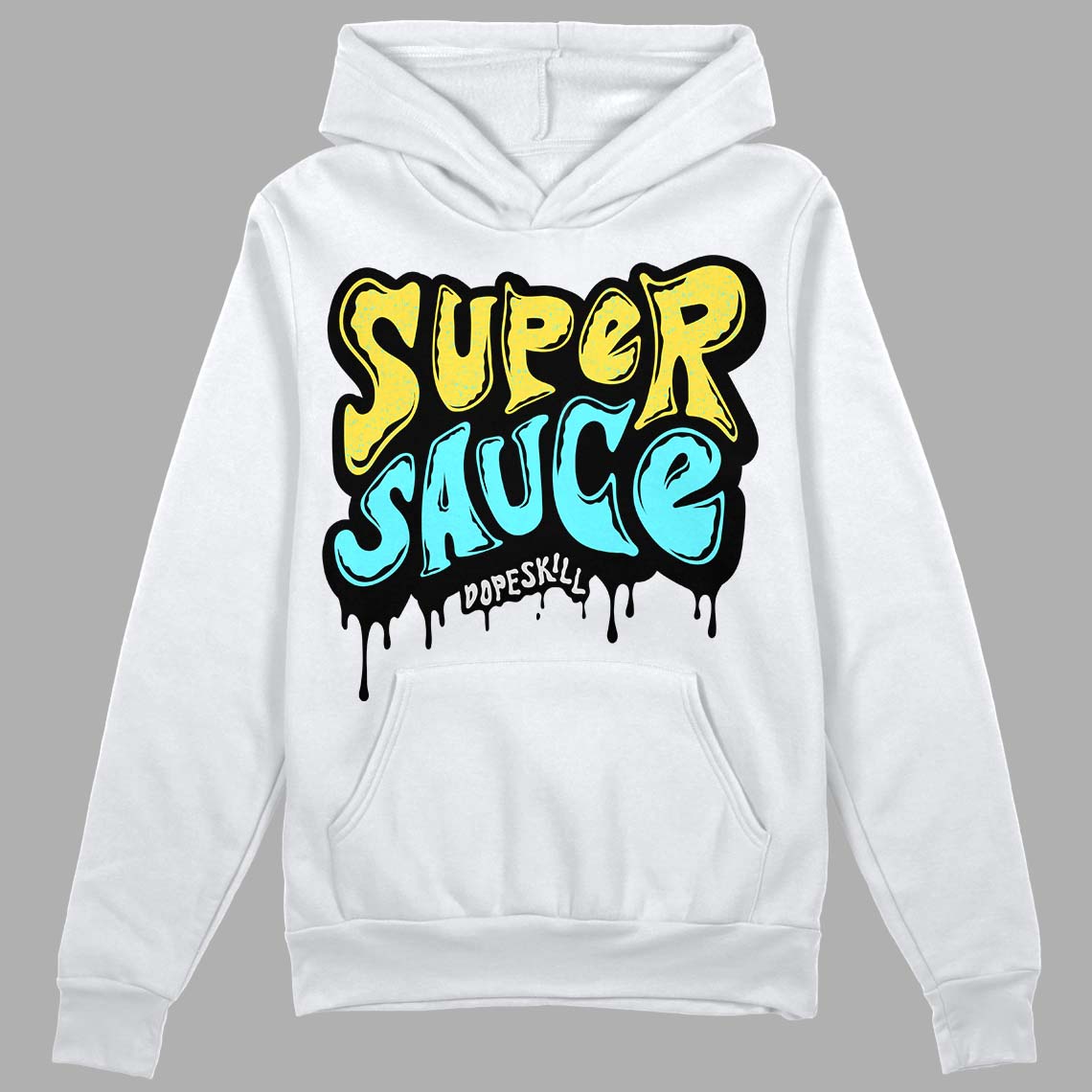 Aqua 5s DopeSkill Hoodie Sweatshirt Super Sauce Graphic - White 