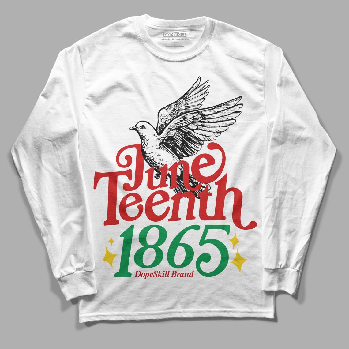 Black History Collection DopeSkill Long Sleeve T-Shirt Juneteenth 1865 Graphic - White 