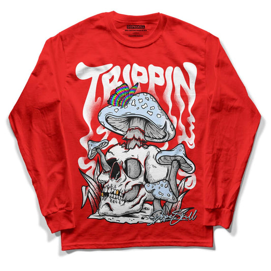 Cherry 11s DopeSkill Varsity Red Long Sleeve T-Shirt Trippin Graphic