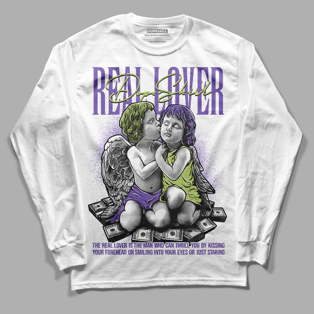 Canyon Purple 4s DopeSkill Long Sleeve T-Shirt Real Lover Graphic - White 