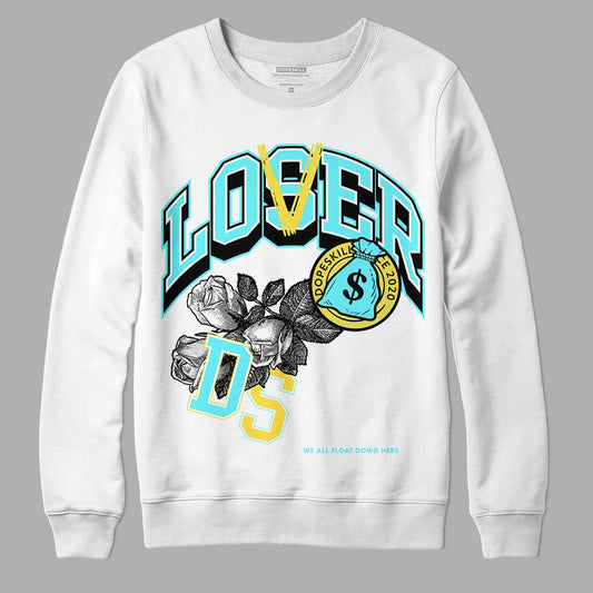 Aqua 5s DopeSkill Sweatshirt Loser Lover Graphic - White