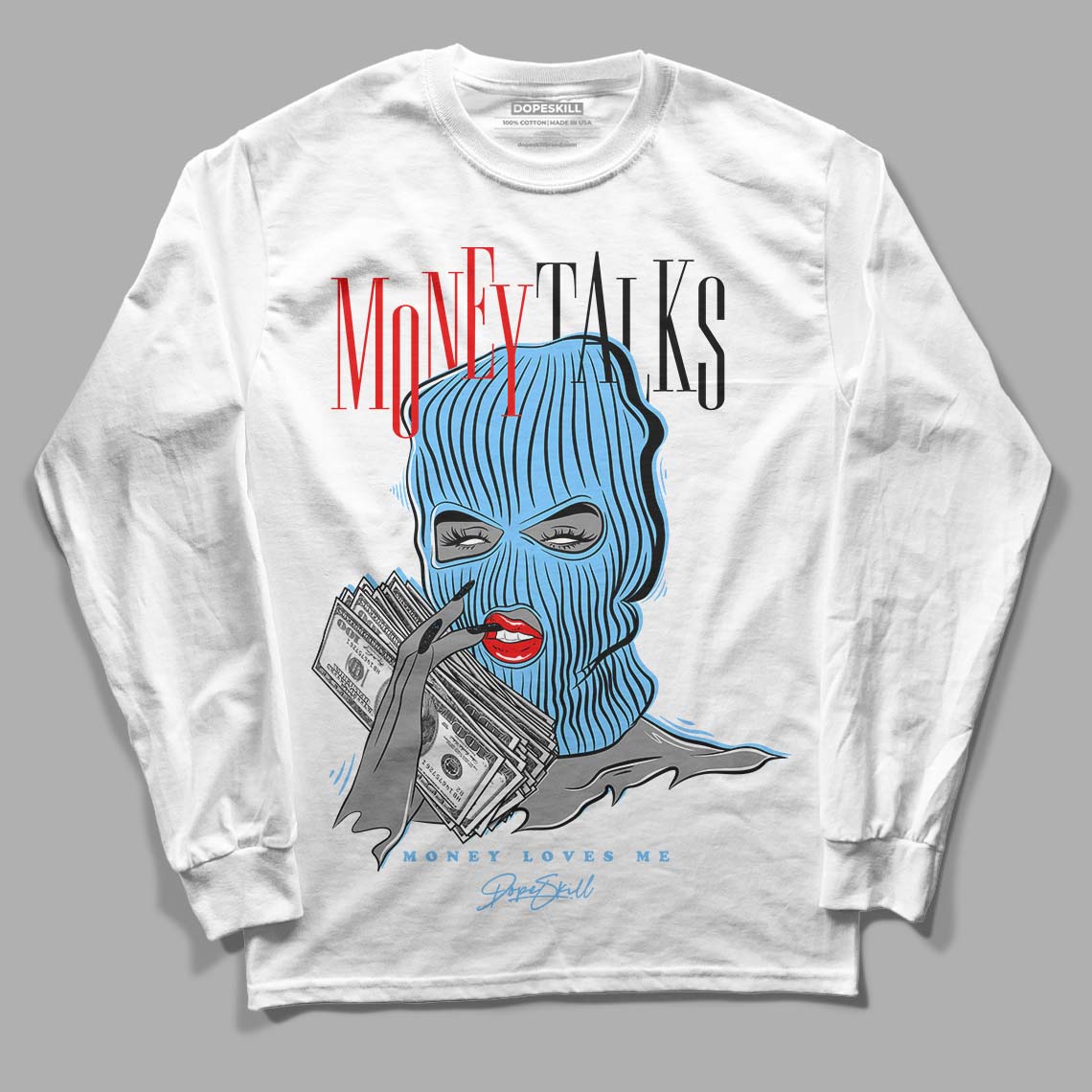 Travis Scott x Jordan 4 Retro 'Cactus Jack' DopeSkill Long Sleeve T-Shirt Money Talks Graphic Streetwear  - White 