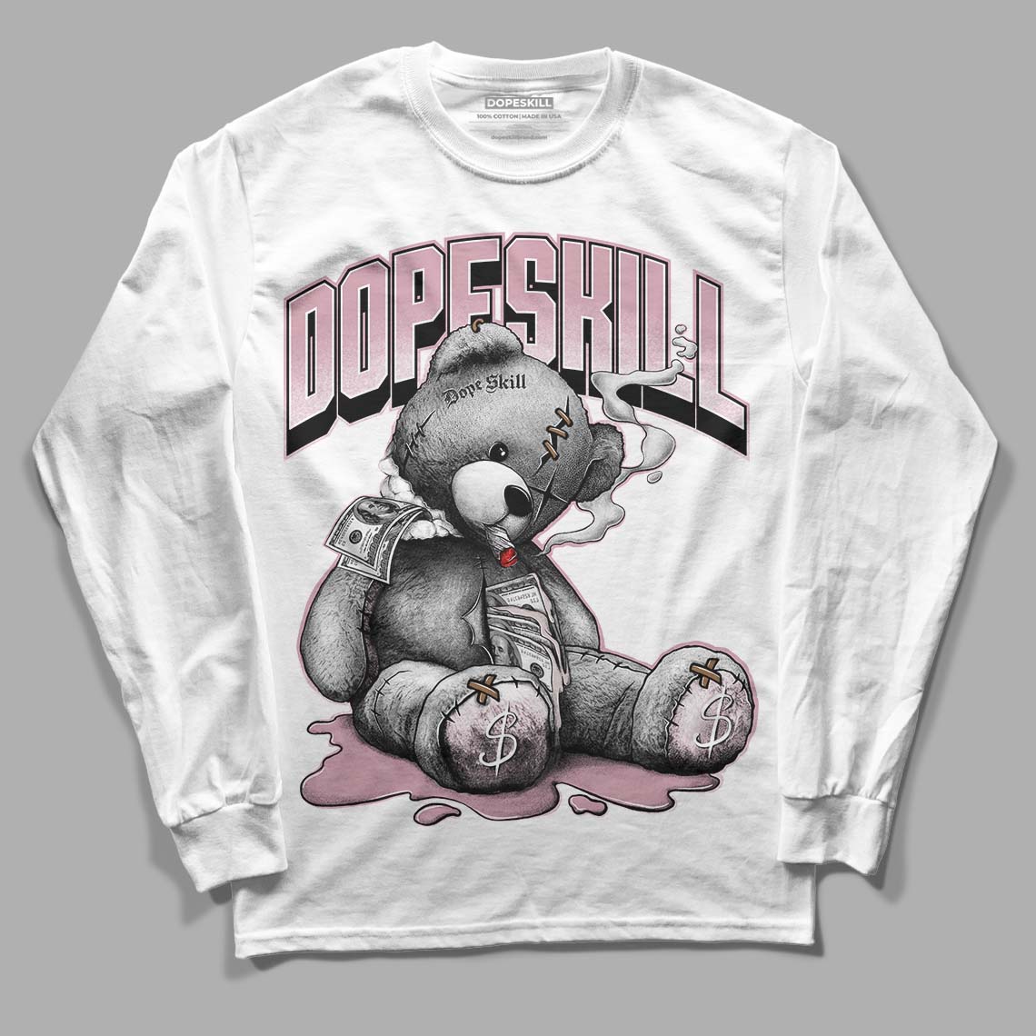 Dunk Low Teddy Bear Pink DopeSkill Long Sleeve T-Shirt Sick Bear Graphic - White 