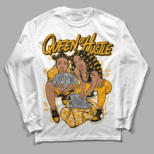 Taxi Yellow Toe 1s DopeSkill Long Sleeve T-Shirt Queen Of Hustle Graphic - White 