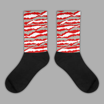 Abstract Tiger Sublimated Socks Match Fire Red 3s