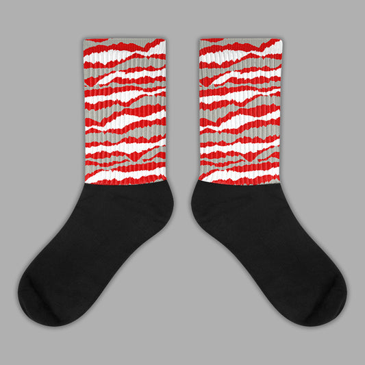 Abstract Tiger Sublimated Socks Match Fire Red 3s