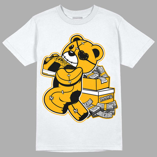 Goldenrod Dunk DopeSkill T-Shirt Bear Steals Sneaker Graphic - White 